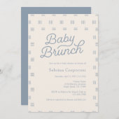 Dusty Blue Baby Brunch | Minimalistisch Sage Boho Einladung (Vorne/Hinten)