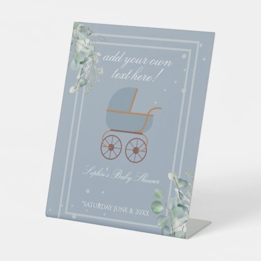 Dusty Blue Baby Carriage Custom Sign Sockelschild (Vorderseite)