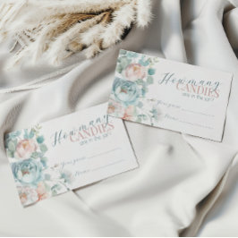 Dusty Blue Baby Dusche schätzen, wie viele Bonbons Begleitkarte