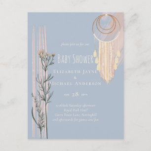Dusty Blue Baby Shower Boho Postkarte