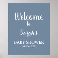 Dusty Blue Baby Shower Boy Begrüßungszeichen Poster