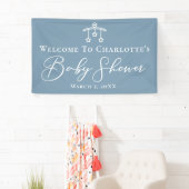 Dusty Blue Baby Shower Chic Custom Party Banner (Insitu)