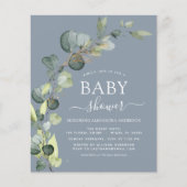 Dusty Blue Baby Shower Eukalyptus Einladungen Flyer (Vorne)