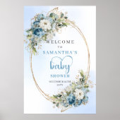 Dusty Blue Baby Shower Poster Eucalyptus Greenery (Vorne)