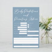 Dusty Blue Baby Shower Predictions Advice Card (Stehend Vorderseite)