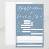 Dusty Blue Baby Shower Predictions Advice Card (Vorne/Hinten)
