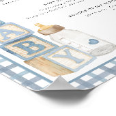 Dusty Blue Baby Shower Signature Drinks Sign Poster (Ecke)