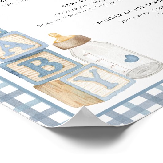 Dusty Blue Baby Shower Signature Drinks Sign Poster (Ecke)