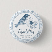 Dusty Blue Baby Showknopf Gefallen Chinoiserie Button (Vorderseite)