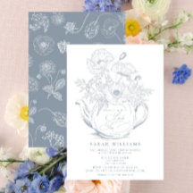 Dusty Blue Baby Tee Party Dusche Vintag