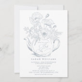 Dusty Blue Baby Tee Party Dusche Vintag Einladung (Vorderseite)