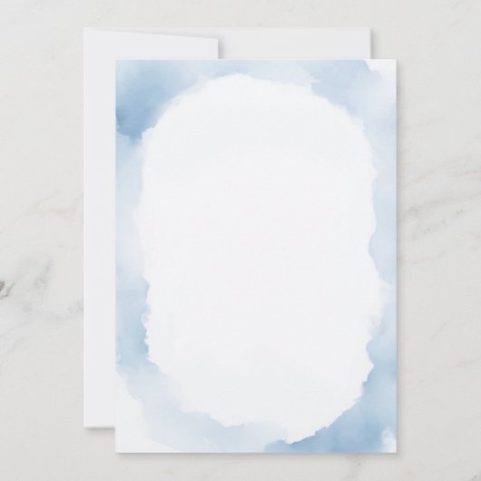 Dusty Blue Baby wird Blumenkinderdusche zubereiten Einladung (Rückseite)