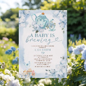 Dusty Blue Baby wird Blumenkinderdusche zubereiten Einladung