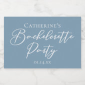 Dusty Blue Bachelorette Party Personalized Mini Schaumweinetikett (Einzelnes Label)