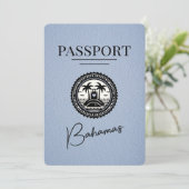 Dusty Blue Bahamas Passport Save the Date (Stehend Vorderseite)