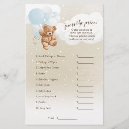 Dusty Blue Balloon Teddy Bear rät das Preisspiel Flyer