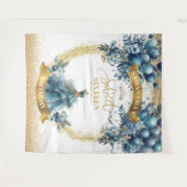 Dusty Blue Balloons Sweet 16 Birthday Hintergrund Wandteppich (Vorderseite (Horizontal))