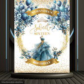 Dusty Blue Balloons Sweet 16 Birthday Hintergrund Wandteppich