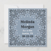 Dusty Blue Bandana Flat Save the Date Card (Vorderseite)