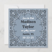 Dusty Blue Bandana Foto Save the Date-Karte Date (Vorderseite)