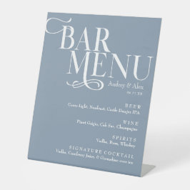 Dusty Blue Bar Menu Pedestal Sign Sockelschild