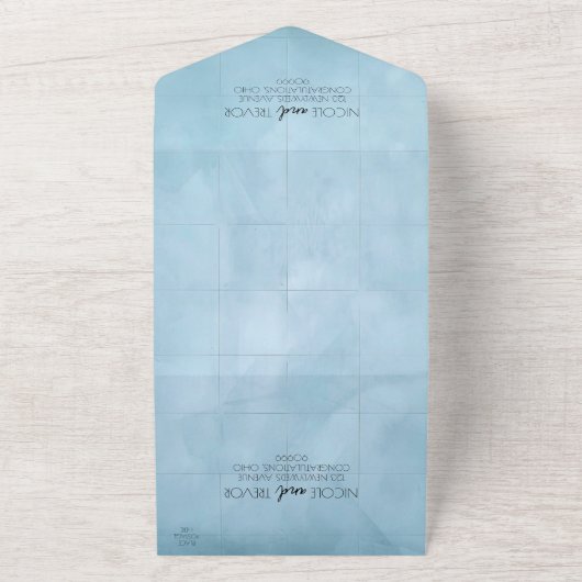 Dusty Blue Barely Es Plätze Hochzeitstextur All In One Einladung (Außenbereich)