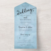 Dusty Blue Barely Es Plätze Hochzeitstextur All In One Einladung (Innen Boden)