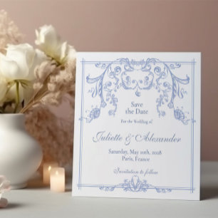 Dusty Blue Barocke Hochzeitseinladungskarte Einladung