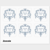 Dusty Blue Baroque Frame Danke Quadratischer Aufkleber (Blatt)
