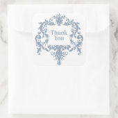 Dusty Blue Baroque Frame Danke Quadratischer Aufkleber (Tasche)