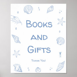 Dusty Blue Beach Baby Duschbücher und Geschenke Poster