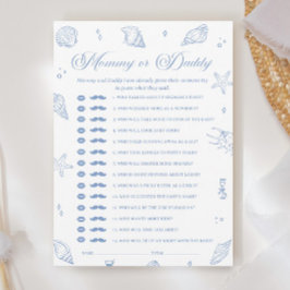 Dusty Blue Beach Baby Shower Rate Who Game Card Einladung