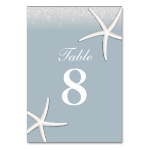 Dusty Blue Beach Starfish Hochzeit Tischnummern