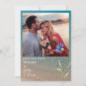 Dusty Blue Beach stilvoll Qr Code Hochzeit Einladung (Rückseite)