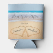 Dusty Blue Beach Wedding 2 Herz Dosenkühler (Vorderseite)