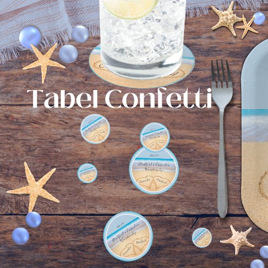 Dusty Blue Beach Wedding 2 Herz Konfetti