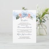 Dusty Blue Beach Wedding Information Guest Begleitkarte (Stehend Vorderseite)