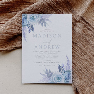 Dusty Blue Beautiful Floral Wedding Einladung