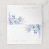 Dusty Blue Beautiful Floral Wedding Platzkarte (Außenseite Aufgefaltet)