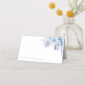 Dusty Blue Beautiful Floral Wedding Platzkarte (Rückseite)