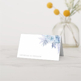 Dusty Blue Beautiful Floral Wedding Platzkarte