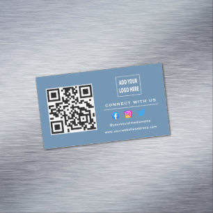 Dusty Blue befolgen Sie die Prüfung, um mit dem QR Magnetische Visitenkarte