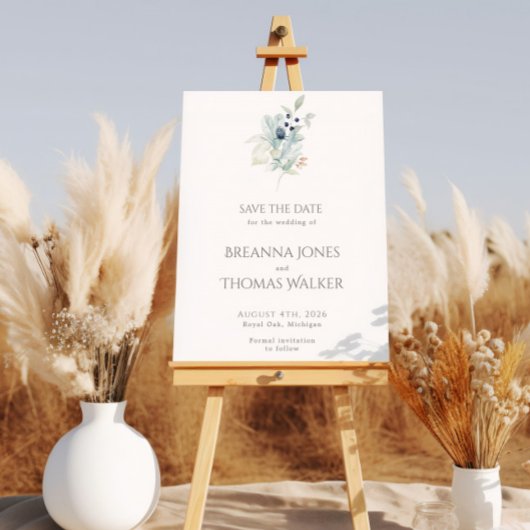 Dusty Blue Begrüßungszeichen | Eleganter Frühling Poster