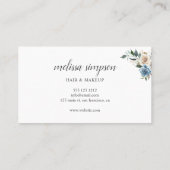 Dusty Blue Beige Blume Business Card Visitenkarte (Rückseite)