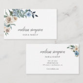 Dusty Blue Beige Blume Business Card Visitenkarte (Vorne/Hinten)