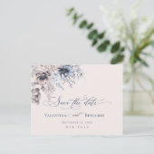 Dusty-blue beige blumenelegant Save the Date Postkarte (Stehend Vorderseite)