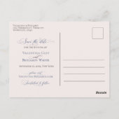 Dusty-blue beige blumenelegant Save the Date Postkarte (Rückseite)