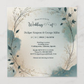 Dusty Blue Beige Boho Chic foliage wreath Wedding Einladung (Vorderseite)