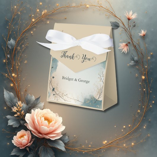 Dusty Blue Beige Boho Chic foliage wreath Wedding Geschenkschachtel