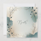 Dusty Blue Beige Boho Chic foliage wreath Wedding Save The Date (Rückseite)